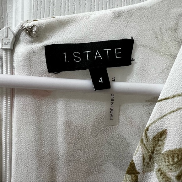 NWT 1. State Floral Long Sleeve V-Neck Midi Dress with Front Slit Size 4 - Picture 5 of 7